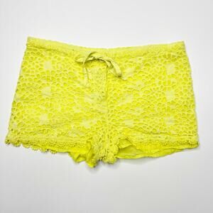 Temptation Positano Eyelet Lace Shorts Drawstring in Yellow Size Medium